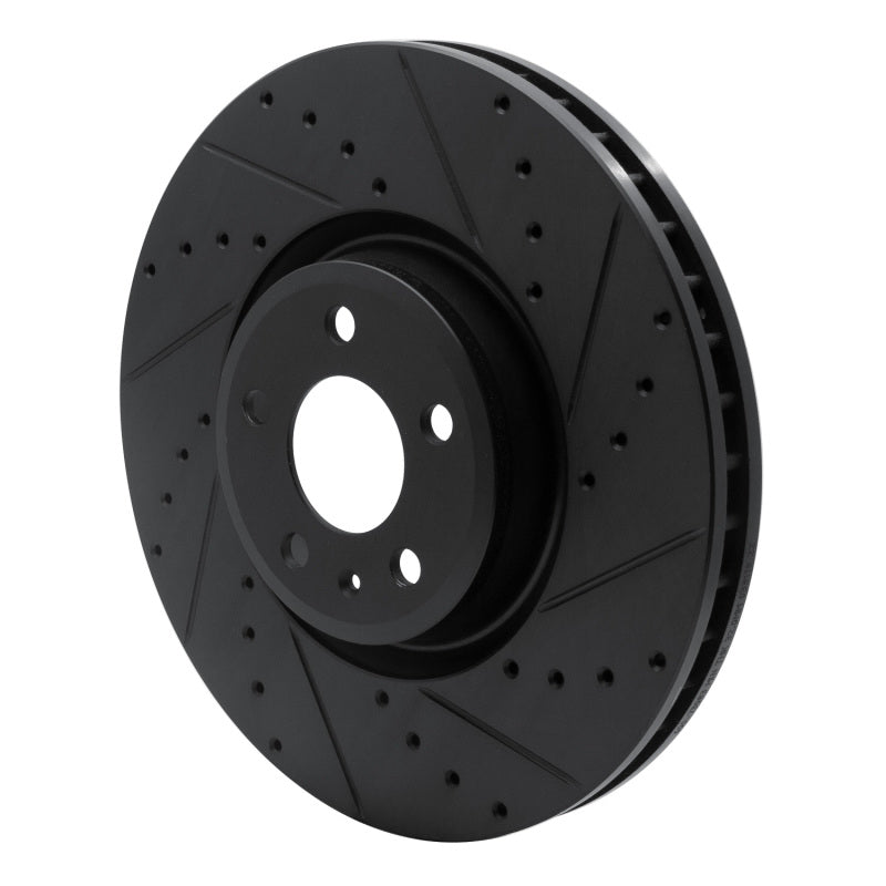 R1 Concepts R1 2018-2025 Audi S5 Front Right Drilled & Slotted Black Brake Rotor