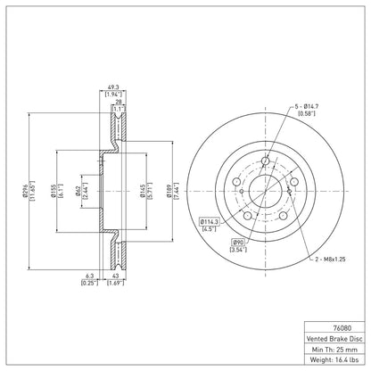 DFC 11-16 Scion tC Front Brake Rotor