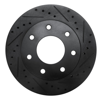 R1 Concepts R1 97-04 Ford F-150 4WD Front Right Drilled & Slotted Black Brake Rotor