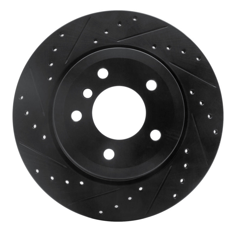 R1 Concepts R1 06-10 BMW 528I xDrive Rear Left Drilled & Slotted Black Brake Rotor