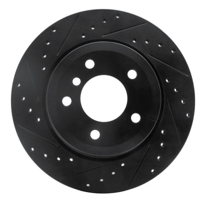 R1 Concepts R1 06-10 BMW 528I xDrive Rear Left Drilled & Slotted Black Brake Rotor