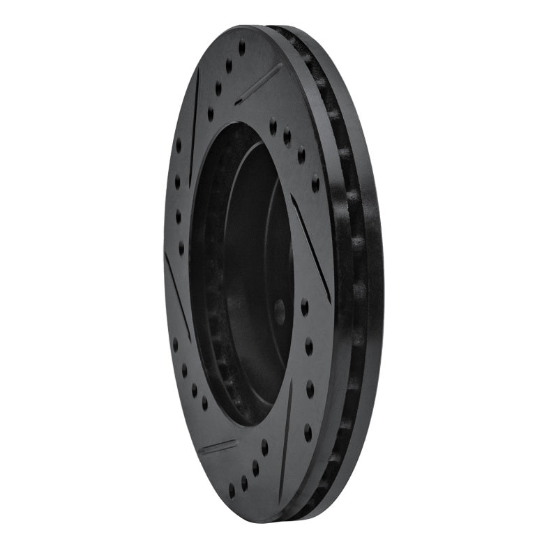 R1 Concepts R1 90-01 Ford Escort Front Right Drilled & Slotted Black Brake Rotor