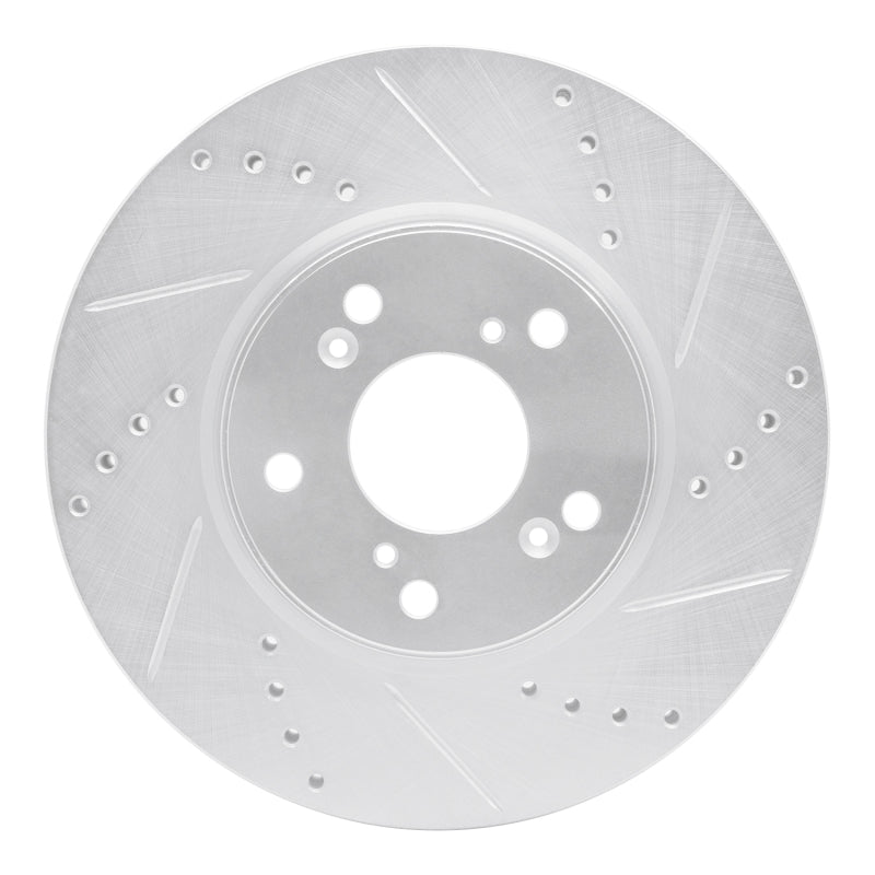 R1 Concepts R1 13-25 Honda Accord Coupe Front Right Drilled & Slotted Silver Brake Rotor