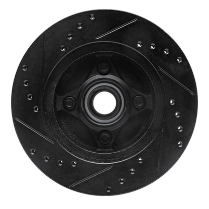 R1 Concepts R1 87-93 Ford Mustang Front Right Drilled & Slotted Black Brake Rotor
