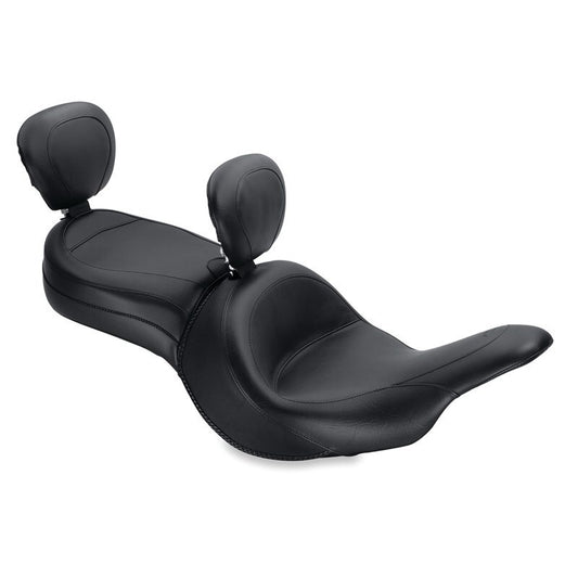 Mustang Motorcycle Mustang 11-19 Kawasaki Vulcan 1700, Vaquero Std Touring 1PC Seat w/Driver and Pass Backrest - Black
