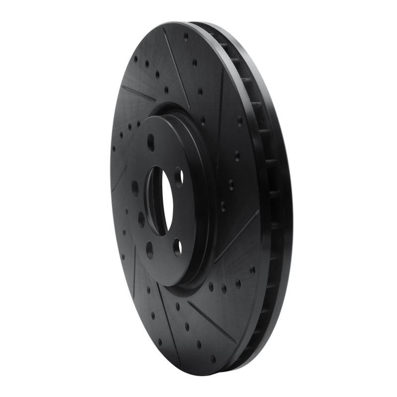 R1 Concepts R1 15-19 Mini Cooper Countryman Front Right Drilled & Slotted Black Brake Rotor