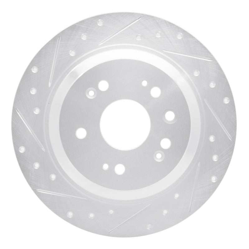 R1 Concepts R1 10-15 Honda Crosstour Rear Left Drilled & Slotted Silver Brake Rotor