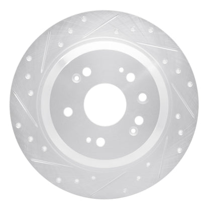 R1 Concepts R1 10-15 Honda Crosstour Rear Left Drilled & Slotted Silver Brake Rotor