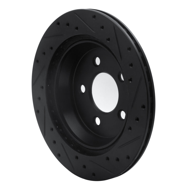 R1 Concepts R1 94-04 Ford Mustang Rear Left Drilled & Slotted Black Brake Rotor