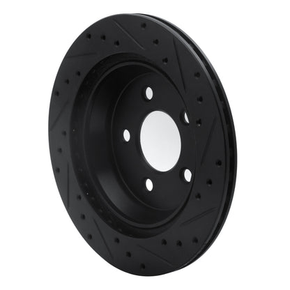R1 Concepts R1 94-04 Ford Mustang Rear Left Drilled & Slotted Black Brake Rotor
