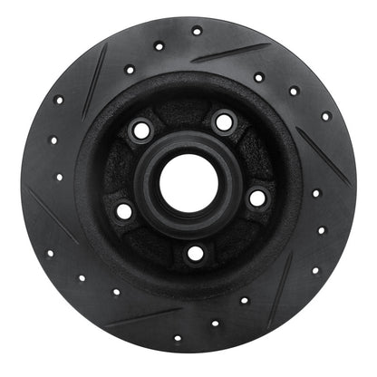 R1 Concepts R1 88-92 Ford Probe Rear Right Drilled & Slotted Black Brake Rotor