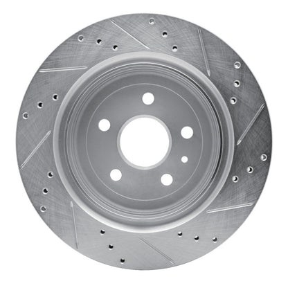 R1 Concepts R1 16-24 Cadillac ATS Rear Left Drilled & Slotted Silver Brake Rotor