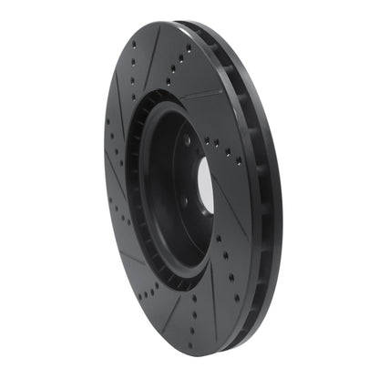 R1 Concepts R1 05-17 Subaru WRX STI Front Right Drilled & Slotted Black Brake Rotor