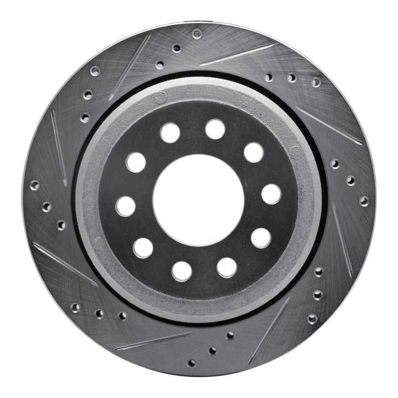 R1 Concepts R1 03-11 Lincoln Town Car Rear Left Drilled & Slotted Silver Brake Rotor