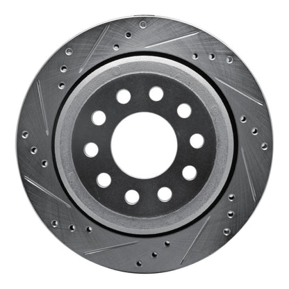 R1 Concepts R1 03-11 Lincoln Town Car Rear Left Drilled & Slotted Silver Brake Rotor