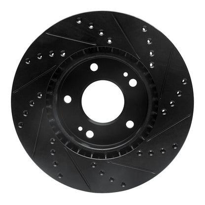 R1 Concepts R1 10-13 Kia Forte Front Left Drilled & Slotted Black Brake Rotor