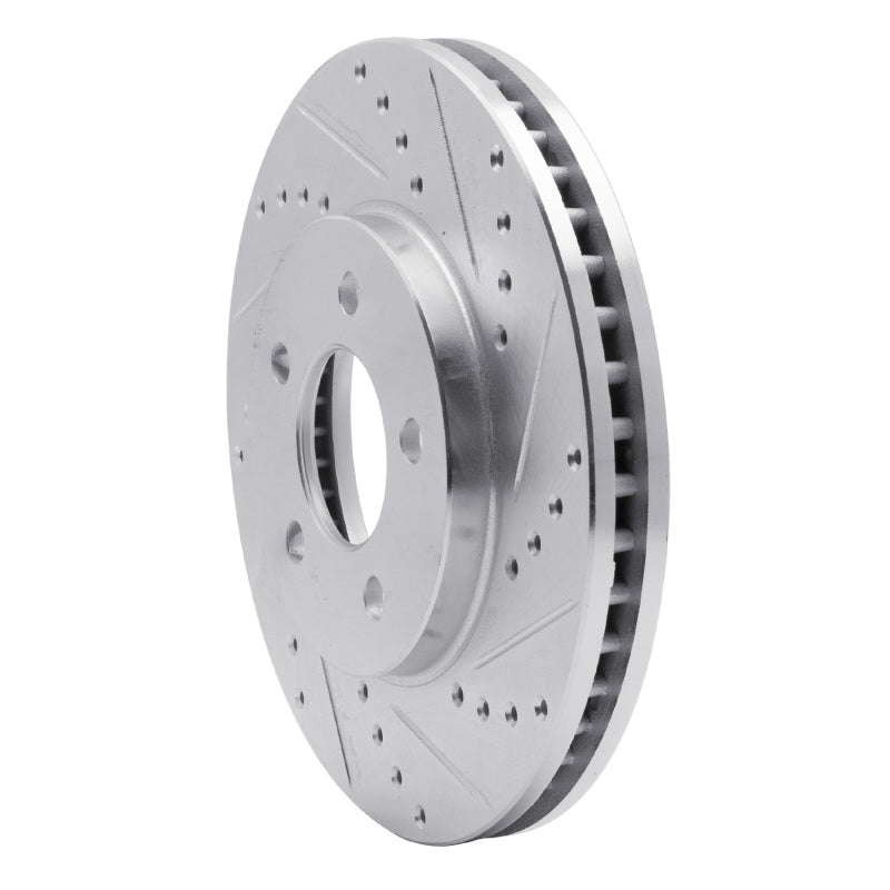 R1 Concepts R1 05-10 Ford Mustang Front Right Drilled & Slotted Silver Brake Rotor