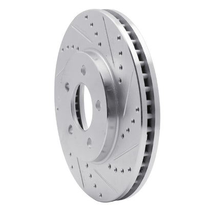 R1 Concepts R1 05-10 Ford Mustang Front Right Drilled & Slotted Silver Brake Rotor