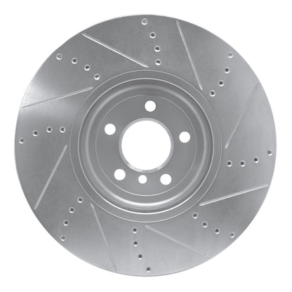 R1 Concepts R1 09-17 BMW 750LI xDrive Left Front Drilled & Slotted Silver Brake Rotor