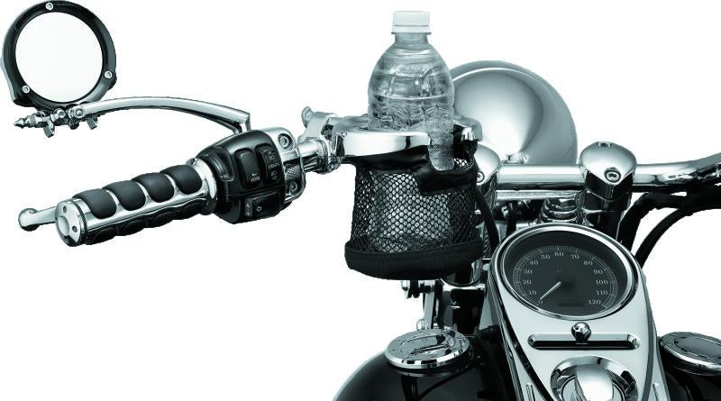 Kuryakyn Drink Holder with Mesh Basket 1 inch Clamp Chrome