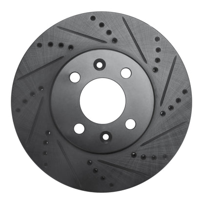 R1 Concepts R1 88-98 Saab 9000 Front Right Drilled & Slotted Black Brake Rotor