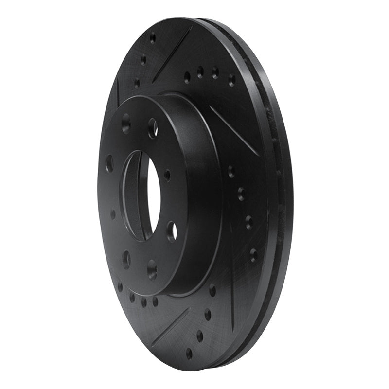 R1 Concepts R1 86-91 Acura Integra Front Left Drilled & Slotted Black Brake Rotor