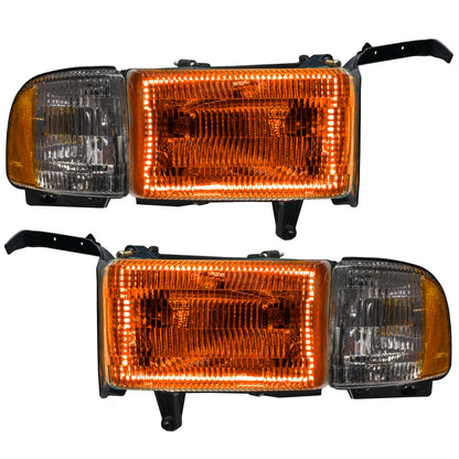 ORACLE Lighting Oracle 94-02 Dodge Ram Pre-Assembled Halo Headlights - ColorSHIFT w/o Controller