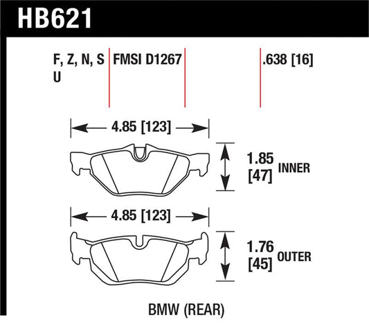 Hawk Performance Hawk 2011-2011 BMW 125i HPS 5.0 Rear Brake Pads