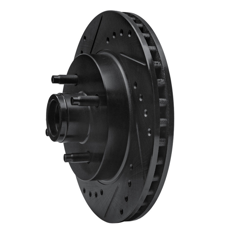R1 Concepts R1 87-93 Ford Mustang Front Left Drilled & Slotted Black Brake Rotor