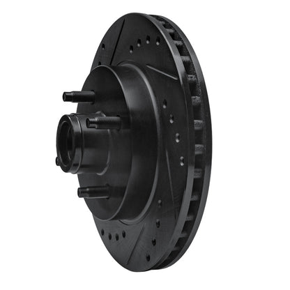 R1 Concepts R1 87-93 Ford Mustang Front Left Drilled & Slotted Black Brake Rotor