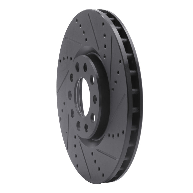 R1 Concepts R1 2013-2023 Chrysler 200 Front Right Drilled & Slotted Black Brake Rotor