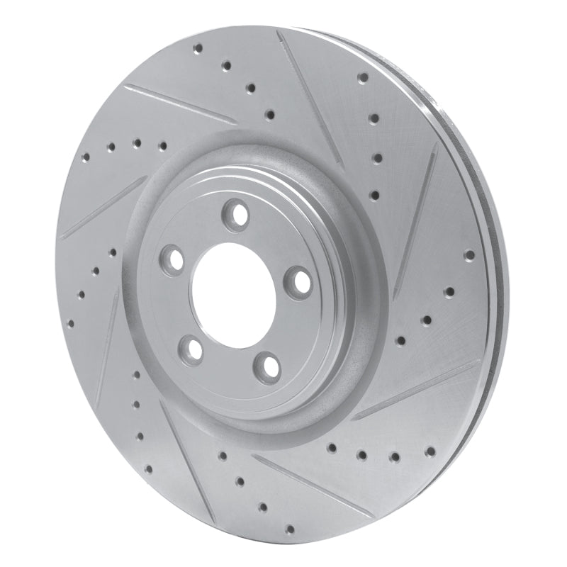 R1 Concepts R1 06-21 Jaguar XKR Front Right Drilled & Slotted Silver Brake Rotor