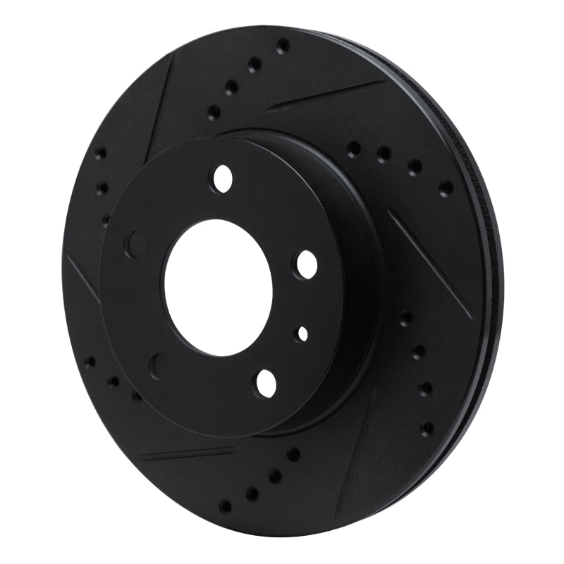 R1 Concepts R1 82-90 Volvo 760 Series Front Left Drilled & Slotted Black Brake Rotor