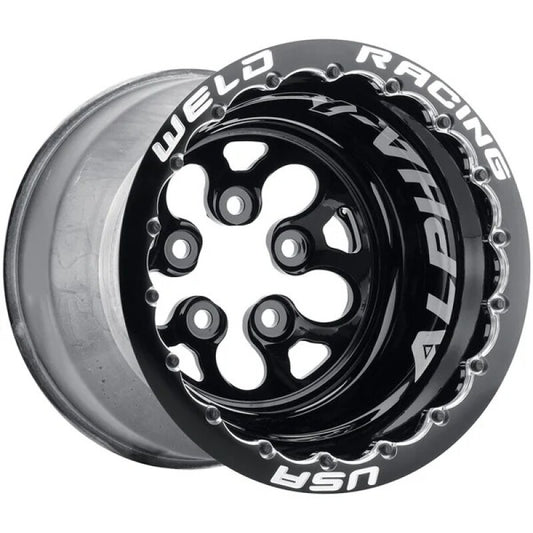 Weld Alpha-1 15X14 5x4.75 BP 1in BS Black Wheel - Black Double Beadlock MT