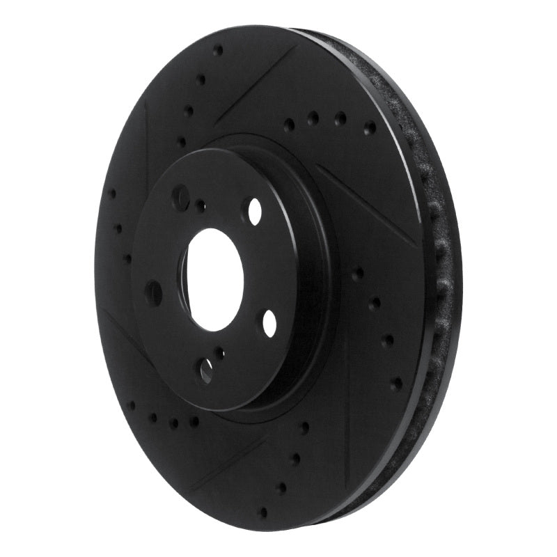 R1 Concepts R1 94-99 Toyota Celica Front Left Drilled & Slotted Black Brake Rotor