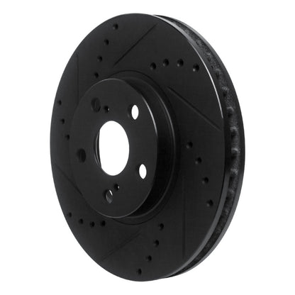 R1 Concepts R1 94-99 Toyota Celica Front Left Drilled & Slotted Black Brake Rotor