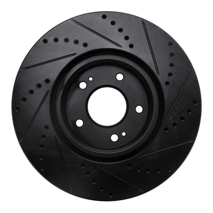 R1 Concepts R1 03-06 Mitsubishi Lancer Front Left Drilled & Slotted Black Brake Rotor