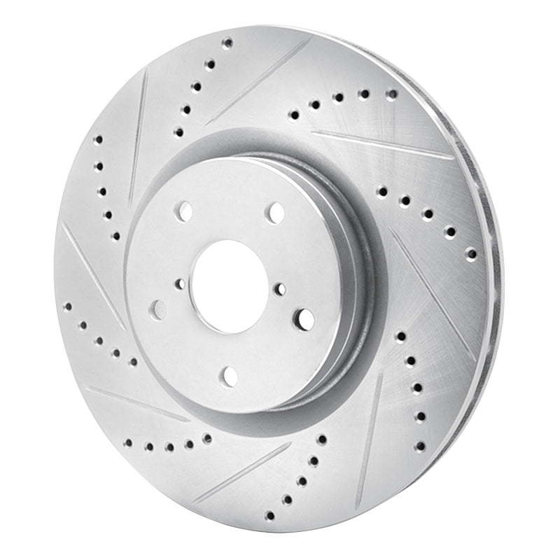 R1 Concepts R1 05-20 Subaru Impreza Front Left Drilled & Slotted Silver Brake Rotor