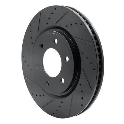 R1 Concepts R1 07-24 Infiniti QX56 Front Left Drilled & Slotted Black Brake Rotor