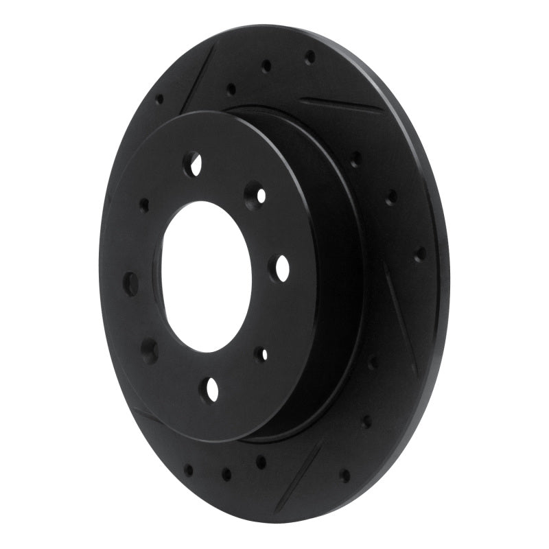 R1 Concepts R1 04-09 Kia Spectra Rear Left Drilled & Slotted Black Brake Rotor