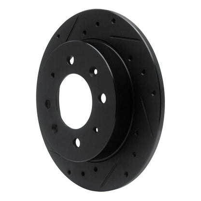 R1 Concepts R1 04-09 Kia Spectra Rear Left Drilled & Slotted Black Brake Rotor