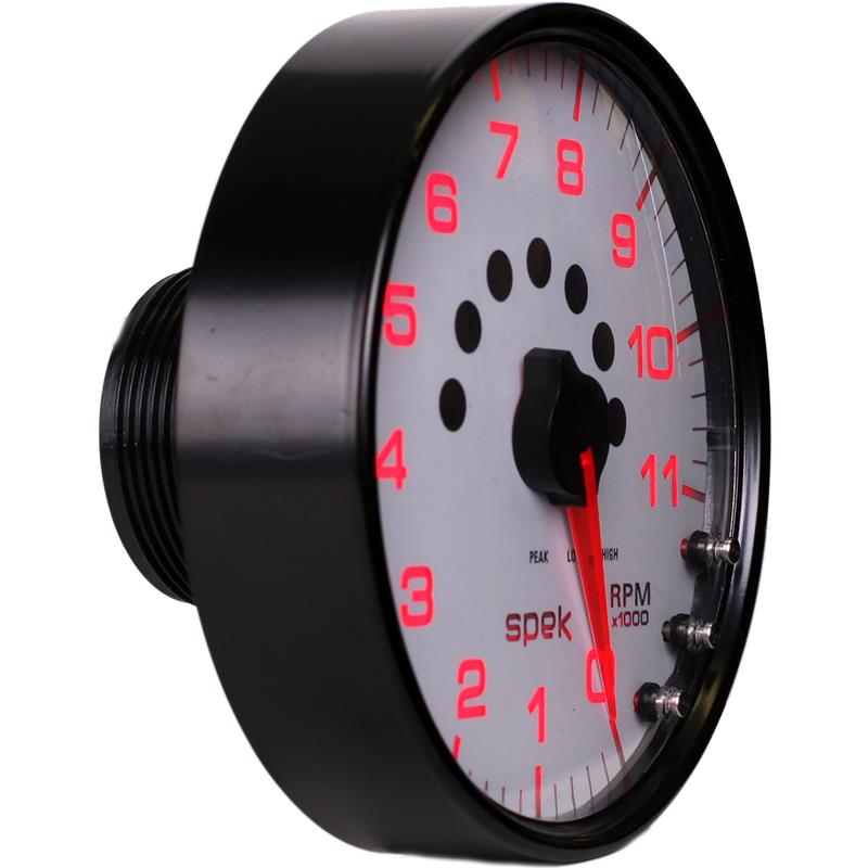 Autometer Spek-Pro Gauge Tachometer 5in 11K Rpm W/Shift Light & Peak Mem White/Black