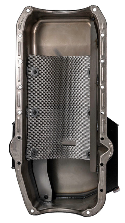 Moroso 80-85 Chevy Small Block/Dart (w/2 Pc Seal) Road Race Wet Sump 7qt 7.5in Steel Oil Pan - Black