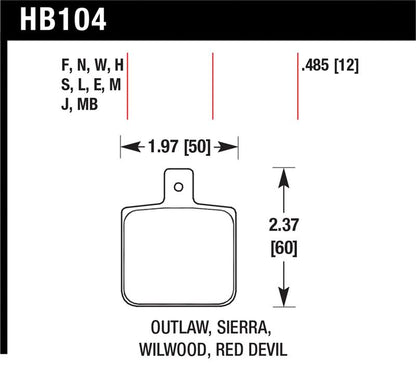 Hawk Performance Hawk Wilwood DL Single Outlaw w/0.156in Center Hole DTC-30 Race Pads