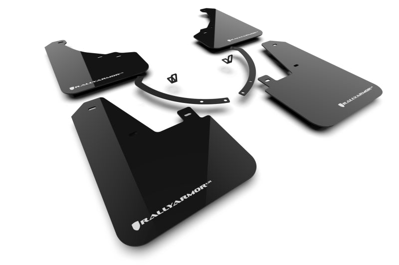 Rally Armor 24-26 Hyundai Santa Fe Black Mud Flap w/White Logo