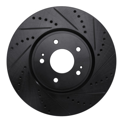 R1 Concepts R1 03-06 Mitsubishi Lancer Front Right Drilled & Slotted Black Brake Rotor