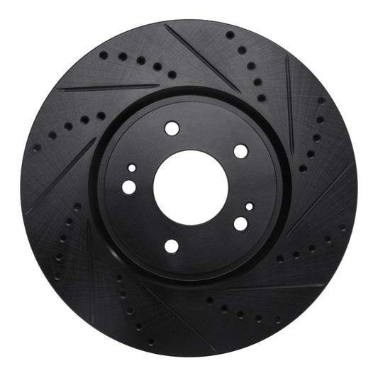 R1 Concepts R1 03-06 Mitsubishi Lancer Front Right Drilled & Slotted Black Brake Rotor