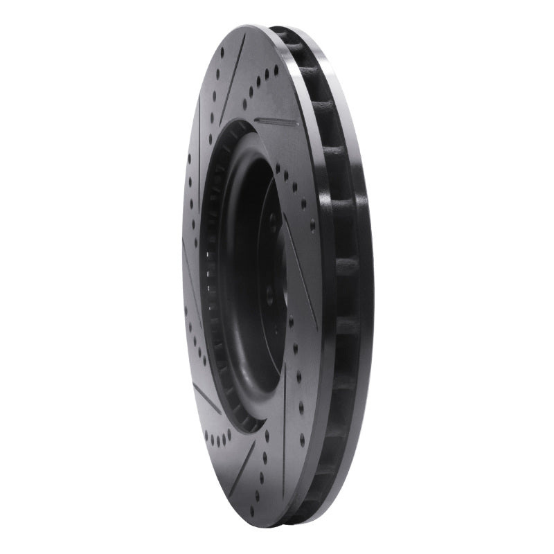 R1 Concepts R1 04-11 Cadillac CTS Front Right Drilled & Slotted Black Brake Rotor