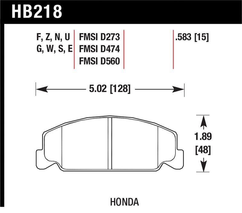 Hawk Performance Hawk 88-89 Civic Si / 92-00 Civic CX / 88-00 DX / 98-00 GX HPS Street  Front Brake Pads