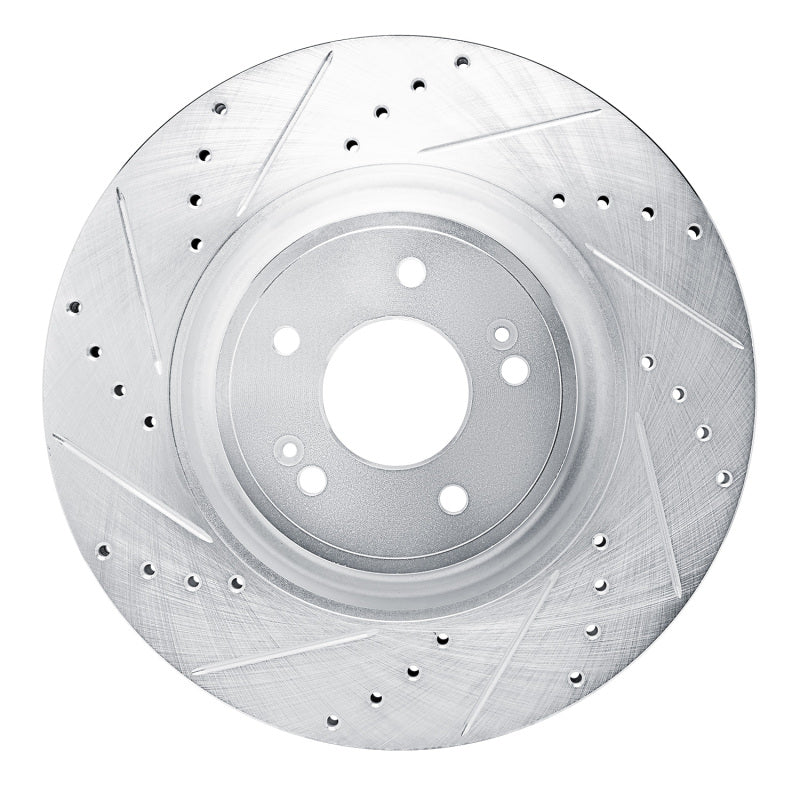 R1 Concepts R1 2022-2023 Genesis G70 Front Left Drilled & Slotted Silver Brake Rotor